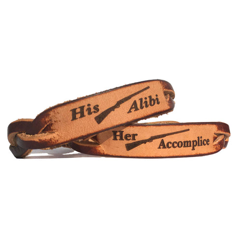 Her Accomplice and His Alibi Couples Leather Bracelets (Pair)