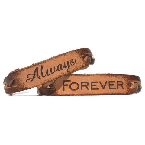 Always & Forever Braided Leather Couples Bracelet Set - Love Chirp Gifts
