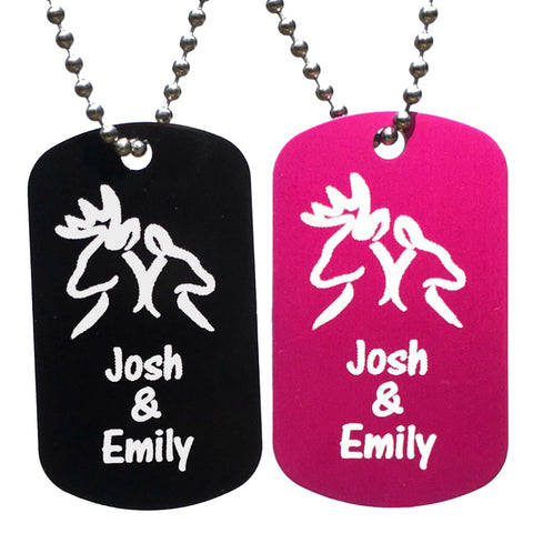 Buck & Doe with Free Customization Dog Tag Necklaces (Pair) - Love Chirp Gifts
