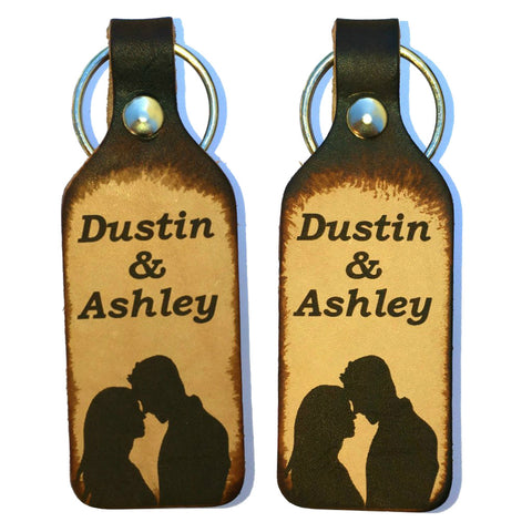 Couples Leather Keychains with Free Customization (Pair) - Love Chirp Gifts