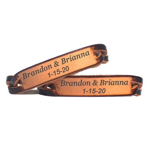 Couples Name and Date Leather Bracelet - Love Chirp Gifts