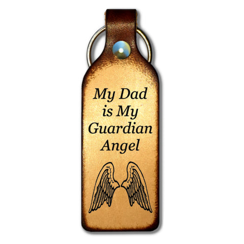 My Dad is My Guardian Angel Leather Keychain - Love Chirp Gifts