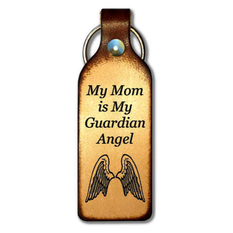 My Mom is My Guardian Angel Leather Keychain - Love Chirp Gifts