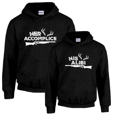 Her Accomplice and His Alibi Couples Hoodies - Love Chirp Gifts