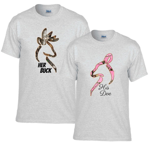 Her Buck and His Doe Couples T-shirt Set - Love Chirp Gifts