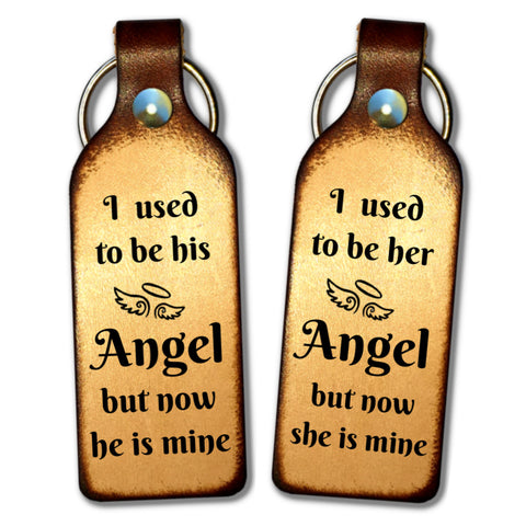 I Used To Be His (or Her) Angel Leather Keychain - Love Chirp Gifts