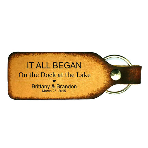 It All Began Couples Leather Keychain