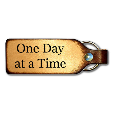 One Day at a Time Leather Keychain - Love Chirp Gifts