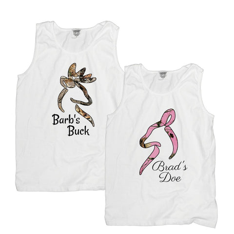 Personalized Buck and Doe Couples Tanks - Love Chirp Gifts