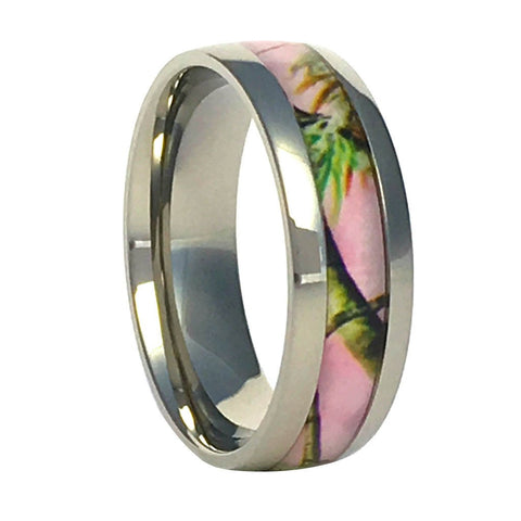 Pink Camo Titanium Ring