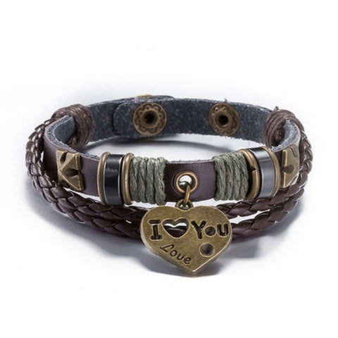 Christie's I Love You Leather and Hemp Bracelet - Love Chirp Gifts