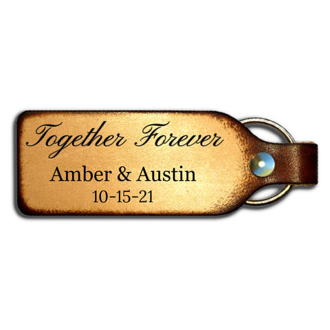Together Forever Personalized Leather Keychain
