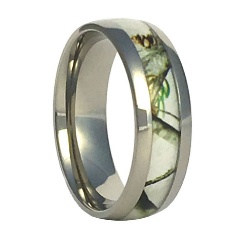 Snow White Camo Titanium Ring