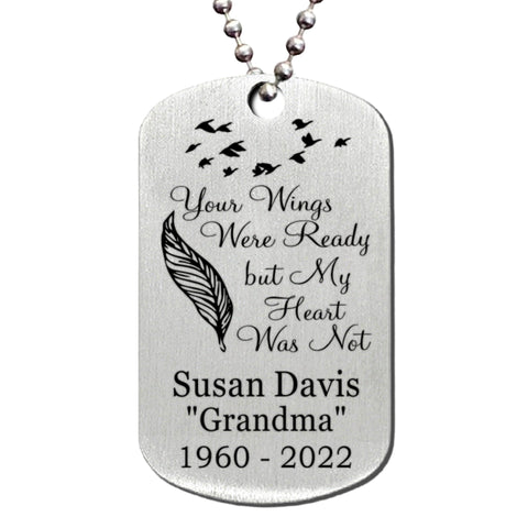 Stainless Steel Your Wings Were Ready  Dog Tag Necklace