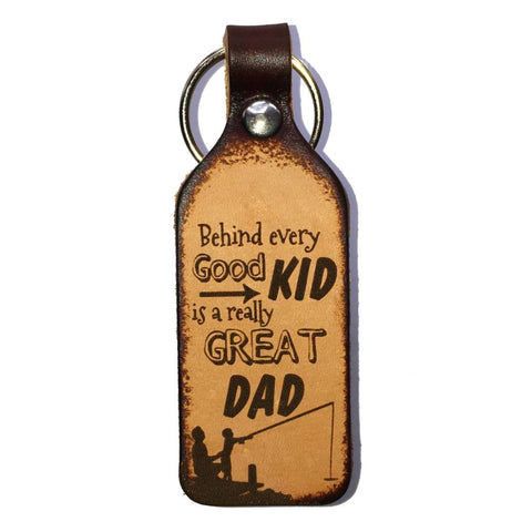 Great Dad Leather Engraved Keychain