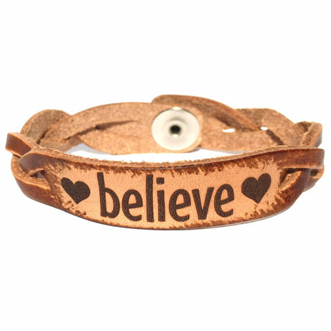 Believe Leather Bracelet - Love Chirp Gifts