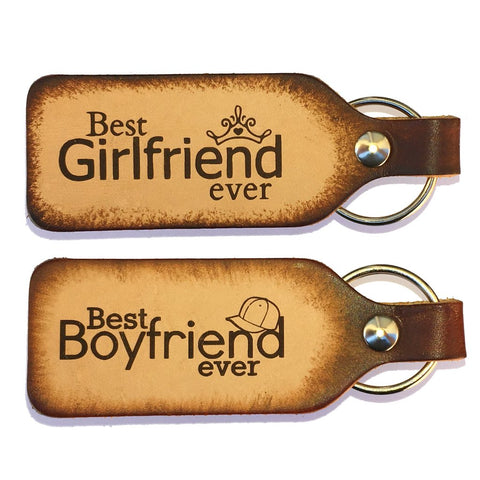 Best Boyfriend Ever Best Girlfriend Ever Leather Keychain Set - Love Chirp Gifts