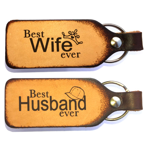 Best Wife Ever Best Husband Ever Couples Leather Keychains - Love Chirp Gifts