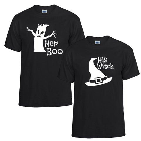 Boo and Witch Couples T-Shirts - Love Chirp Gifts
