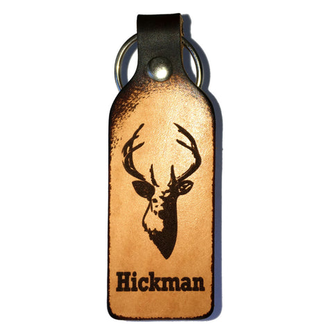 The Personalized Buck Leather Engraved Keychain - Love Chirp Gifts