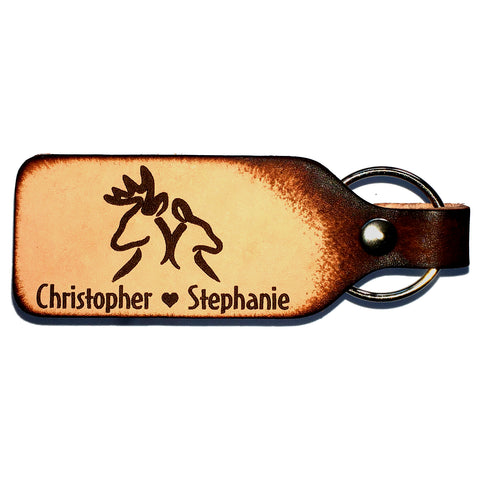 Buck & Doe Leather Keychain with Free Customization - Love Chirp Gifts