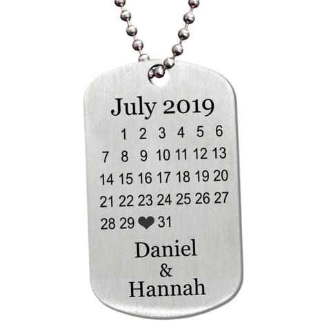 Celebrate Your Special Date Stainless Steel Dog Tag Necklace - Love Chirp Gifts