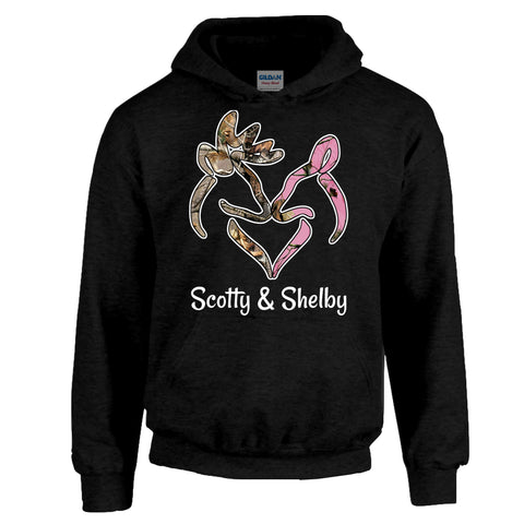 Camo Buck and Doe Hoodie Personalized with Your Names