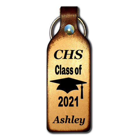 Graduation Gift Personalized Leather Keychain