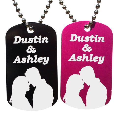 Couples Dog Tag Necklaces with Free Customization (Pair) - Love Chirp Gifts