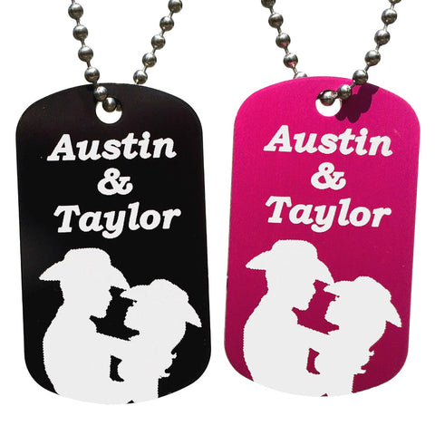 Cowboy & Cowgirl Dog Tag Necklaces with Free Customization (Pair) - Love Chirp Gifts