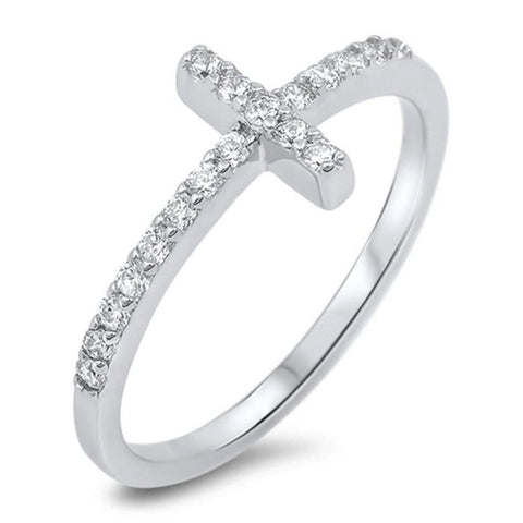 Cross with Crystals Ring