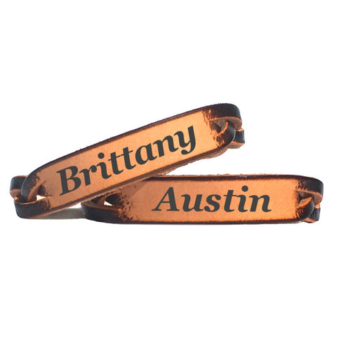 Couples Leather Bracelets with Your Names (Pair) - Love Chirp Gifts