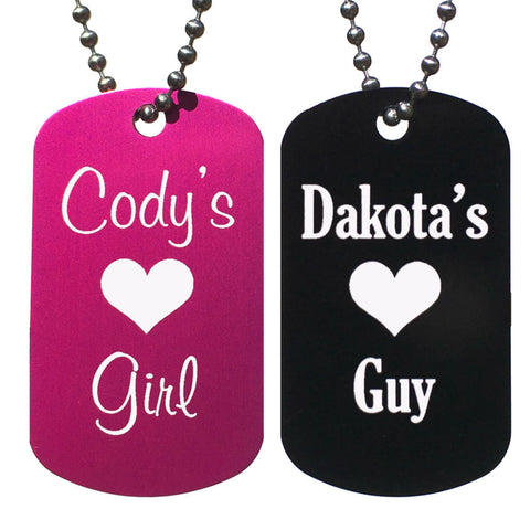 His Girl and Her Guy Personalized with Your Names Dog Tag Necklaces (Pair) - Love Chirp Gifts