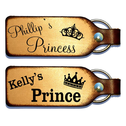 Prince & Princess Leather Couples Keychains with Free Customization