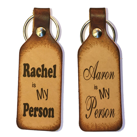 My Person with Custom Names Leather Keychains (Pair) - Love Chirp Gifts
