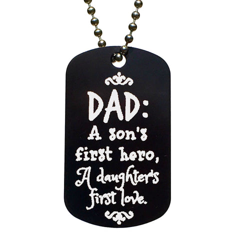 Dad is Son's Hero & Daughter's Love Dog Tag Necklace - Love Chirp Gifts