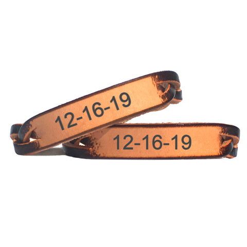 Custom Date Leather Bracelet - Love Chirp Gifts