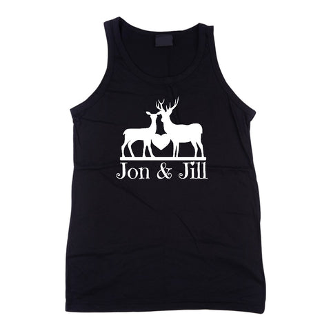 Doe Heart Buck Personalized with Your Names Tank Top - Love Chirp Gifts