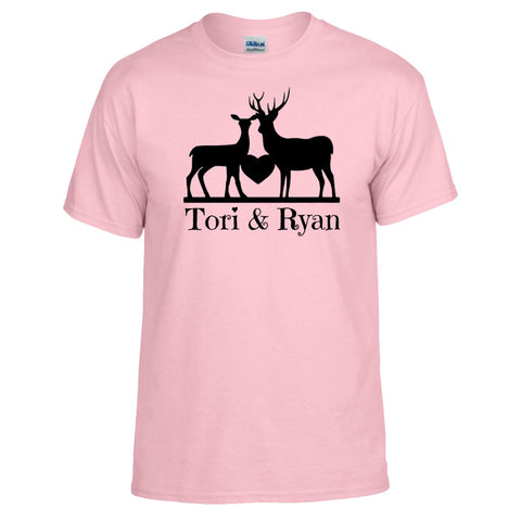 Doe Heart Buck Personalized T-shirt - Love Chirp Gifts