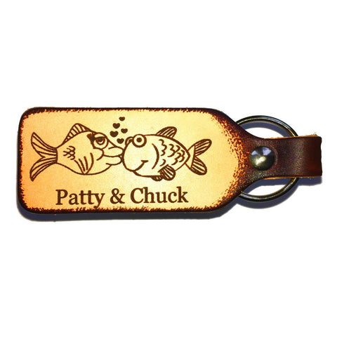 Fish Couple Leather Keychain with Free Customization