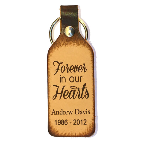 Forever in Our Hearts Memorial Leather Keychain - Love Chirp Gifts