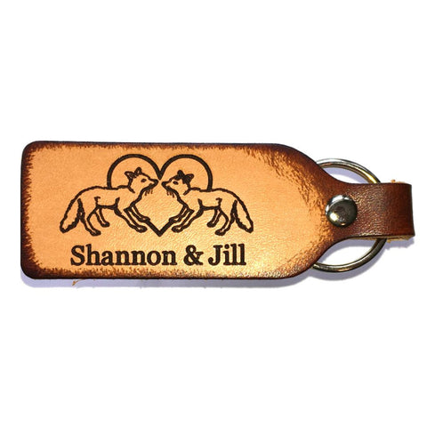 Fox Couple Leather Keychain with Free Customization