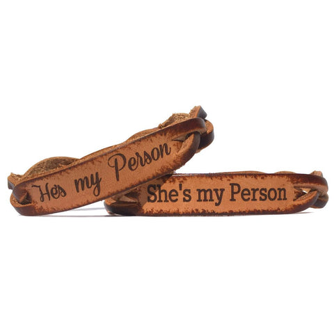 He's My Person, She's My Person Leather Bracelets (Pair) - Love Chirp Gifts