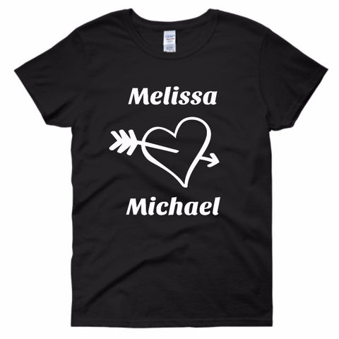 Heart Personalized with Your Names Women's T-shirt - Love Chirp Gifts