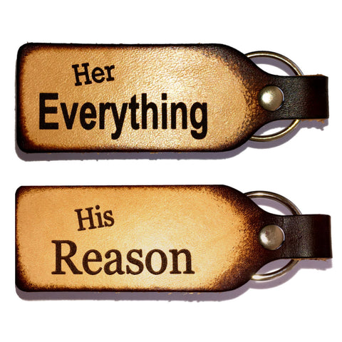 Her Everything His Reason Couples Keychain Set - Love Chirp Gifts