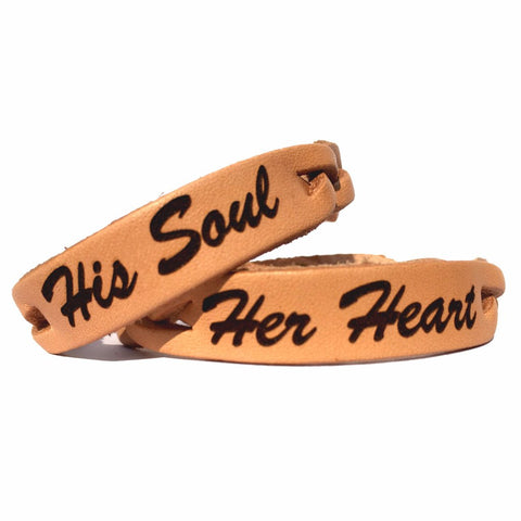 Her Heart & His Soul Leather Bracelets (Pair) - Love Chirp Gifts