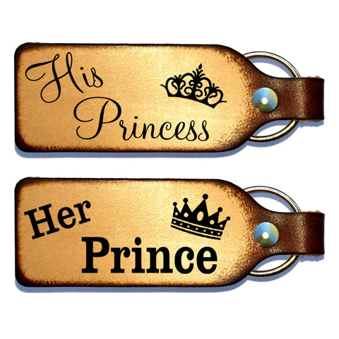 Her Prince & His Princess Leather Keychain Set - Love Chirp Gifts