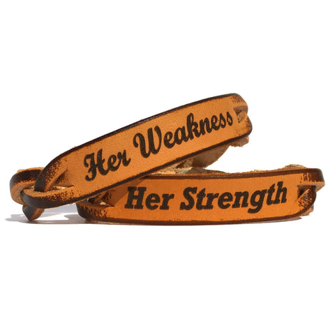 Her Strength and Her Weakness Leather Bracelets (Pair) - Love Chirp Gifts