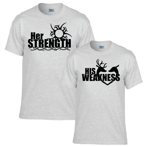 Her Strength His Weakness Couples T-shirt Set - Love Chirp Gifts