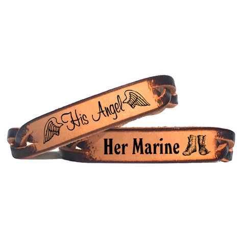 His Angel & Her Marine Leather Bracelets (Pair)
